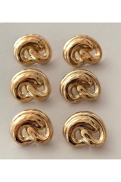 ODDA TASARIM ATÖLYESİ Special Design - Light Gold Pretzel Twisted Metal Coat and Jacket Button Set