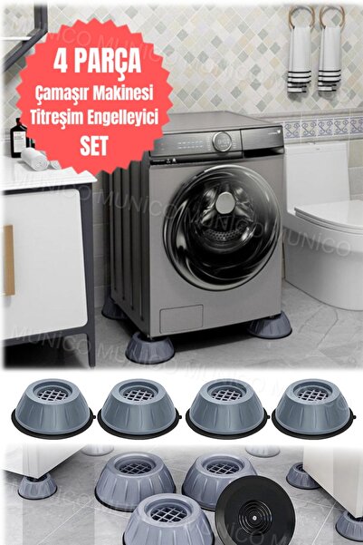 Munico 4 Adet Sessiz Gri Çamaşır Makinesi Titreşim Önleyici Masa Mat Beyaz Eş...