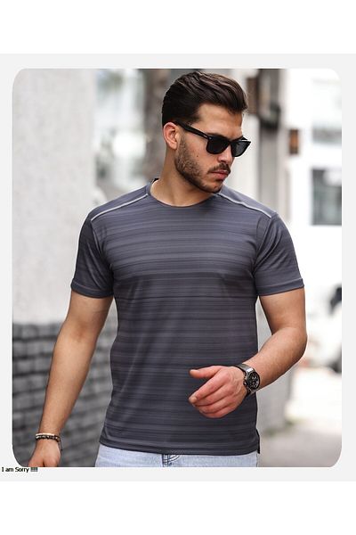 Spor Life Striped Striped Reflective Sports T-shirt - Mens Style