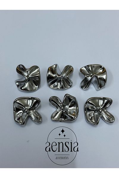 aensia ZRA Silver Twist Flower MoDel metal Coat - Trench Coat Button 2.54 CM, Pack of 6