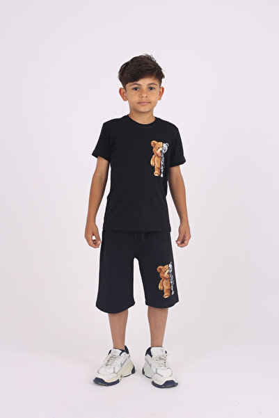 Çiggo Kids Robotic Teddy Bear Pattern - 100% Cotton Crew Neck Set