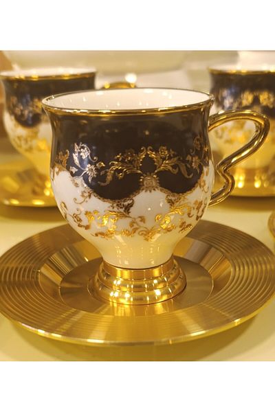 ACAR JASMINE BLACK 6 PERSON TURKISH COFFEE CUP 90 CC