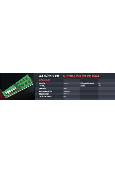 TURBOX Race Lap R 4Gb Ddr3 1333Mhz Pc Ram