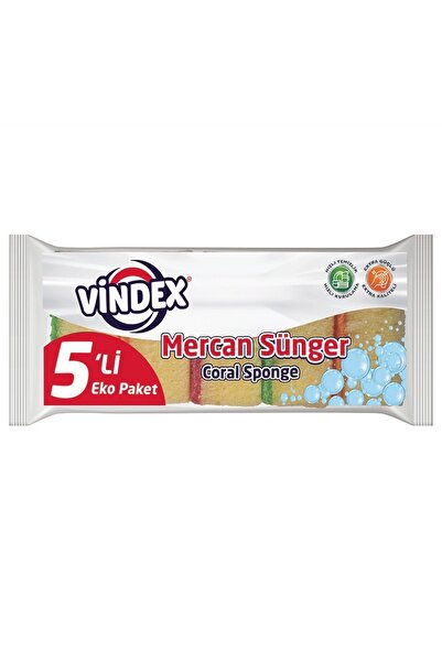 Vindex طقم إسفنجة أطباق كورال مكون من 5 قطع