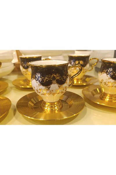 ACAR JASMINE BLACK 6 PERSON TURKISH COFFEE CUP 90 CC