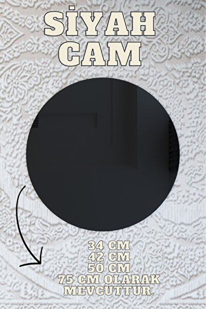 Puklife Tekli Siyah Yuvarlak Sehpa aynası