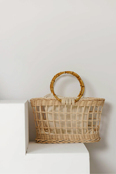 Maison Avf Rattan Ahşap Kulplu Askılı Çanta