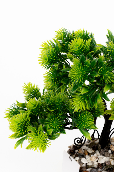 YAPAY ÇİÇEKÇİNİZ Artificial Bonsai Tree in Stone Detailed Wooden Pot