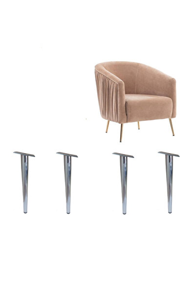 Metal Furniture Leg Conical Model 15 Cm Chrome 4 Pieces