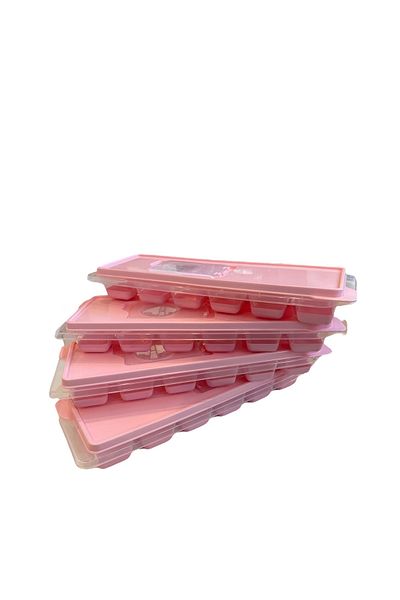 Bayev 4 Pieces Pink Silicone Freezer - 12 Compartment Bass Finger Ice Mold