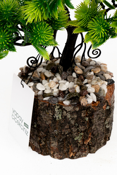 YAPAY ÇİÇEKÇİNİZ Artificial Bonsai Tree in Stone Detailed Wooden Pot