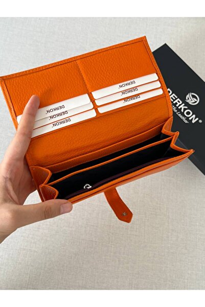 DERKON Orange Genuine Leather Polite Women's Wallet