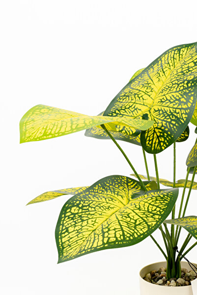 YAPAY ÇİÇEKÇİNİZ Τεχνητό λουλούδι σαλονιού 50 εκ. με 12 φύλλα σε λευκή γλάστρα με πέτρινη λεπτομέρεια