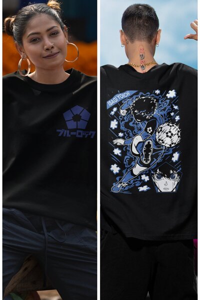 Fuddy Moda Bluelock Isagi Yoichi EX2 Oversize kroj Unisex anime majica - Leđa...
