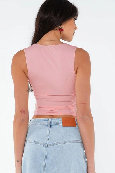 World Fashion Trends Bluză crop cu decolteu pătrat, cu bretele largi