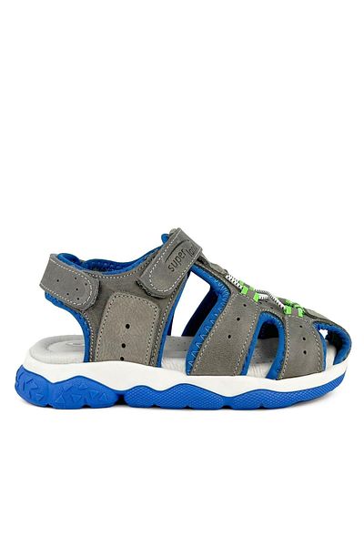 Cici Bebe Ayakkabı Genuine Leather Gray Blue Boy's Sandal