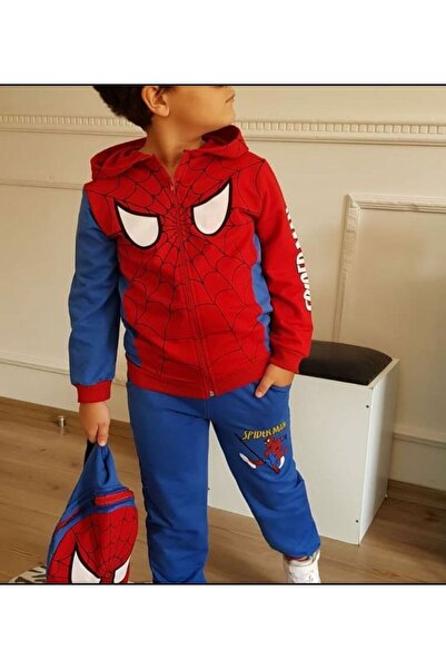 ALİSBUTİK Örümcek Adam 3'lü Çantalı Erkek Çocuk Takım