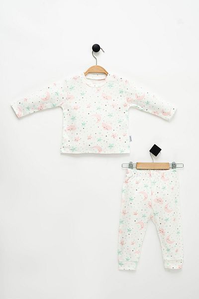 NEU KIDS Girl's Moon-Star Printed Long Sleeve 100% Cotton Pajama Set 1-4 Years
