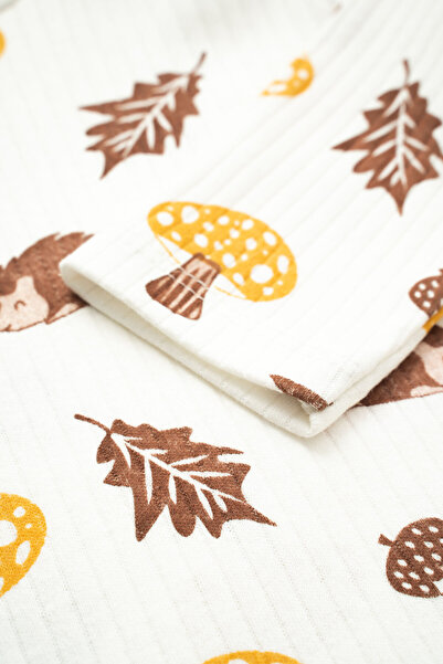 NEU KIDS Unisex Çocuk Sevimli Kirpi Baskılı Uzun Kollu %100 Pamuklu Pijama Takımı 1-4 Yaş