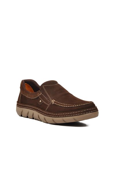 AYAKMOD 241281 Ανδρικά καθημερινά παπούτσια Nubuck από γνήσιο δέρμα καφέ