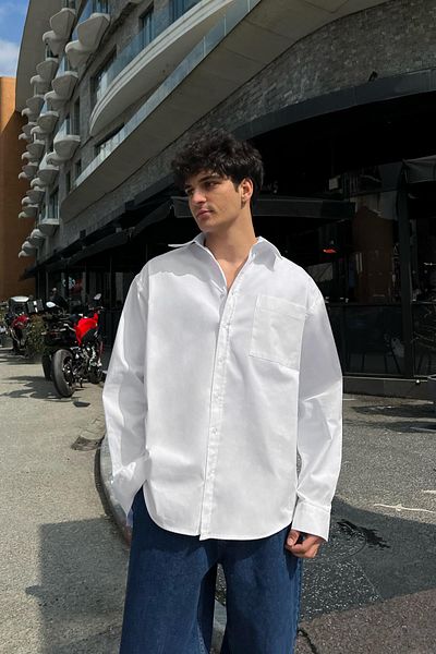 Flaw Wear Cozy Boy Old Money White Long Sleeve Shirt