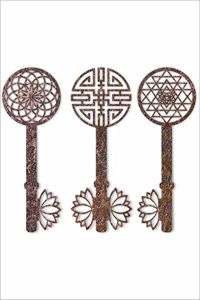 UNT Renkli Yaşam Çiçeği, Sri Yantra ve Torus Anahtarlı 3 lü Tablo Seti