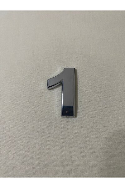 3dbaskisepeti 1 (BİR) NUMARA Yapışkanlı Daire Bina Villa Kapı Numarası Krom Crom 4 CMx5CM NO:1 PLASTİK