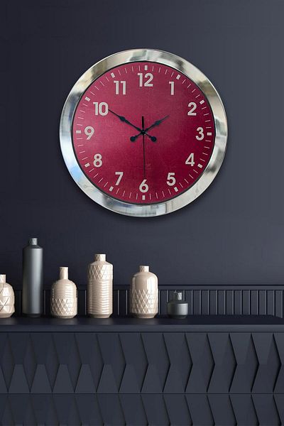 Kasva Concept Gift 36 cm Chrome Metal Classic Wall Clock