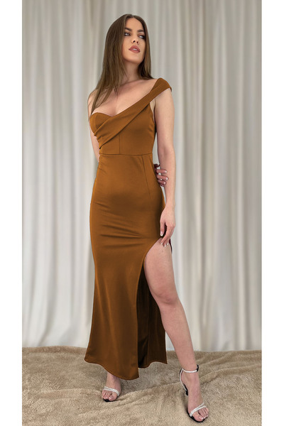 NİZ BUTİK Gece Elbisesi Kiremit Abiye