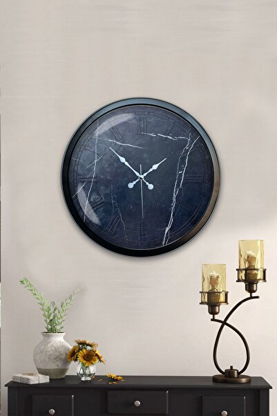 Kasva Concept ساعة حائط معدنية سوداء مقاس 40 سم