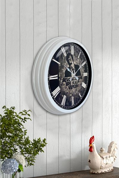 Kasva Concept 40 cm White Metal Müslüm Gürses Wall Clock