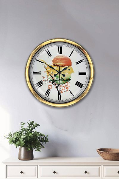 Kasva Concept Gift 40 cm Gold Metal Natural Wall Clock