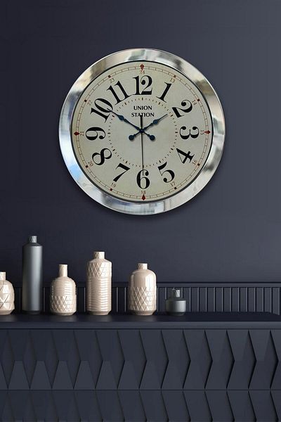 Kasva Concept Gift 36 cm Chrome Metal Design Wall Clock