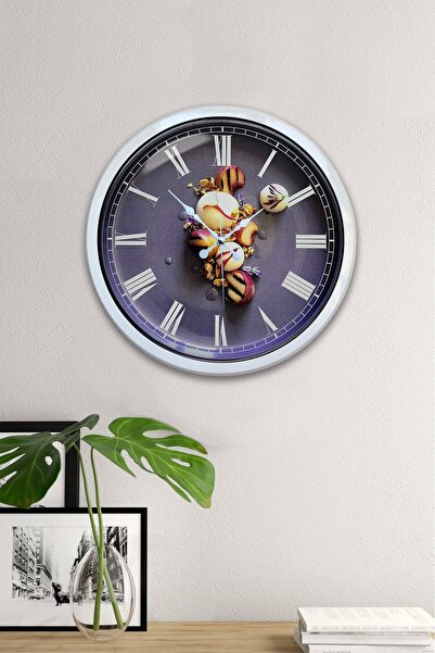 Kasva Concept هدية ساعة حائط مطبخ معدنية بيضاء مقاس 40 سم