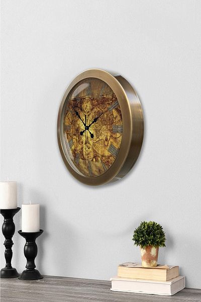 Kasva Concept Gift 36 cm Antique Metal Map Wall Clock
