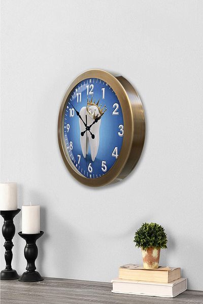 Kasva Concept Gift 36 cm Antique Metal Dentist Wall Clock