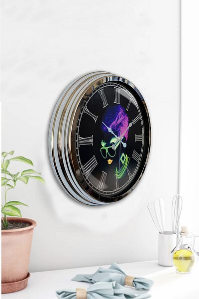 Kasva Concept Gift 40 cm Chrome Metal Disco Wall Clock