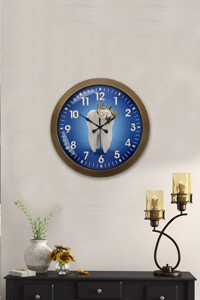 Kasva Concept Gift 36 cm Antique Metal Dentist Wall Clock