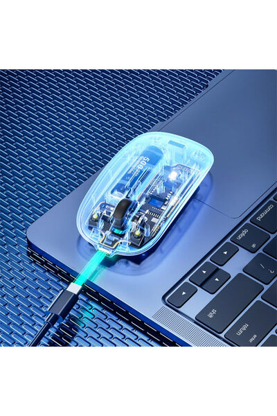 INPHIC İNPHİC X5 Kablosuz Fare, Şarj Edilebilir Sessiz Kullanım 2.4G Transparan USB Mouse ŞEFFAF