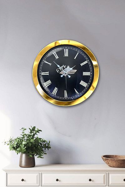 Kasva Concept Δώρο 36 εκ. Χρυσό Μεταλλικό Τουρκικό Ρολόι Τοίχου Λυκός