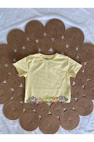Tuffy Kids Flower Embroidered T-Shirt for Girls