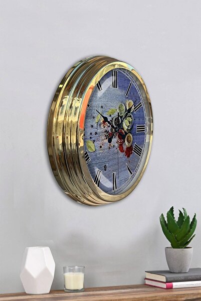 Kasva Concept هدية ديكور ساعة حائط مطبخ معدنية ذهبية مقاس 40 سم