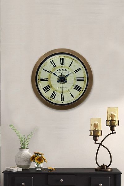Kasva Concept Gift 36 cm Antique Metal Cinema Wall Clock
