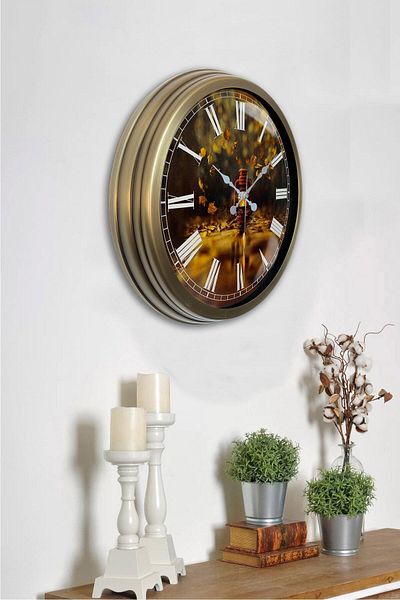 Kasva Concept Gift 40 cm Antique Metal Lantern Wall Clock