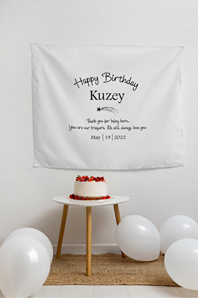 İSİMLİ YILDIZ DESEN DOĞUM GÜNÜ ARKA FON KUMAŞ POSTER