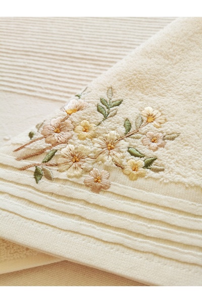 Halley Concept منشفة مطبخ مطرزة بالزهور بحجم 30 × 50 قطن 100%