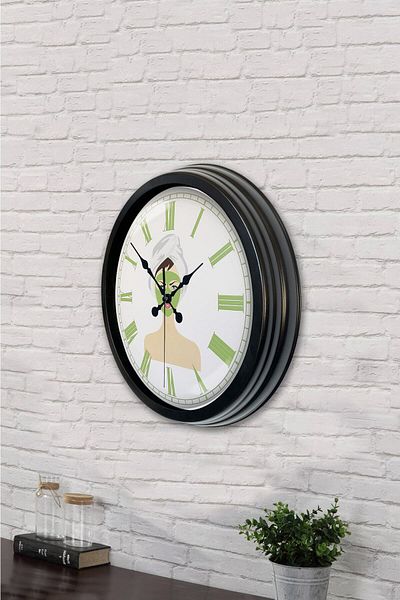 Kasva Concept Gift 40 cm Black Metal Beauty Wall Clock