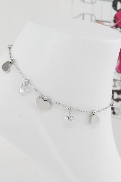 By Zeyna Aksesuar Women's 316 L Tarnishproof Anti Allergenic Steel Anklet Zy00025
