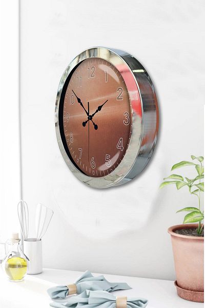Kasva Concept Gift 36 cm Chrome Metal Classic Wall Clock