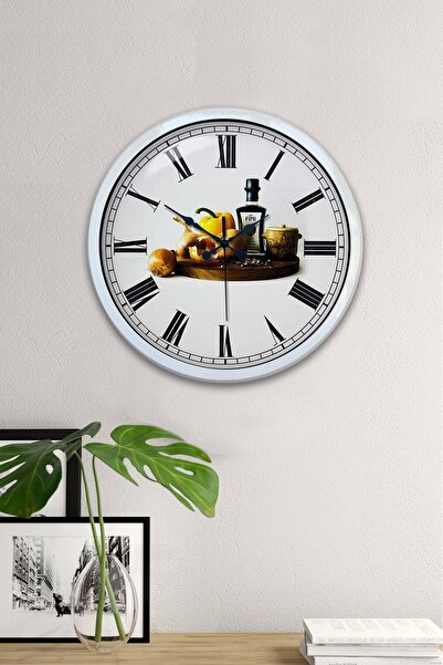 Kasva Concept هدية ساعة حائط مطبخ معدنية بيضاء مقاس 40 سم